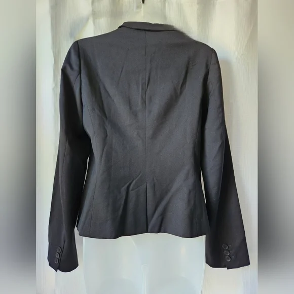 French Connection Black Virgin Wool Womens Blazer Size 4 Career Workwear - Picture 5 of 8